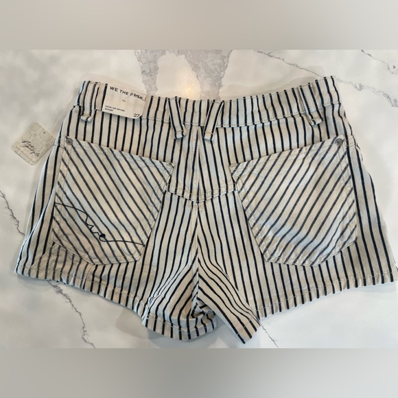 Free People Striped High Waist Railroad Denim Shorts - Picture 8 of 8